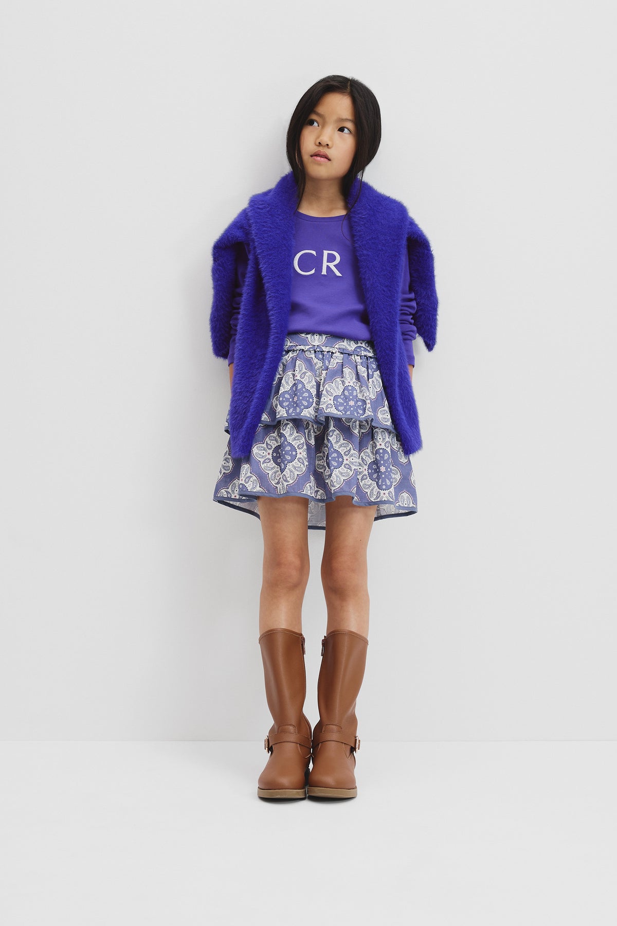 Cotton Paisley Flounce Skirt