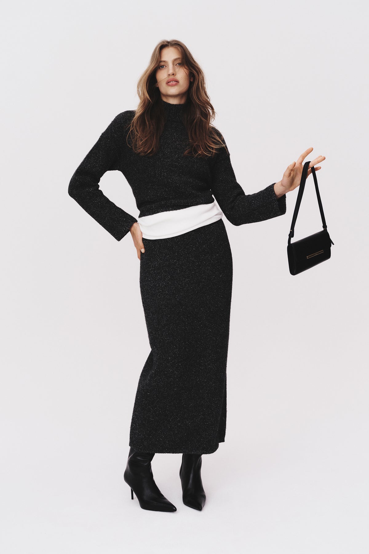 Melange Mock Neck Knit