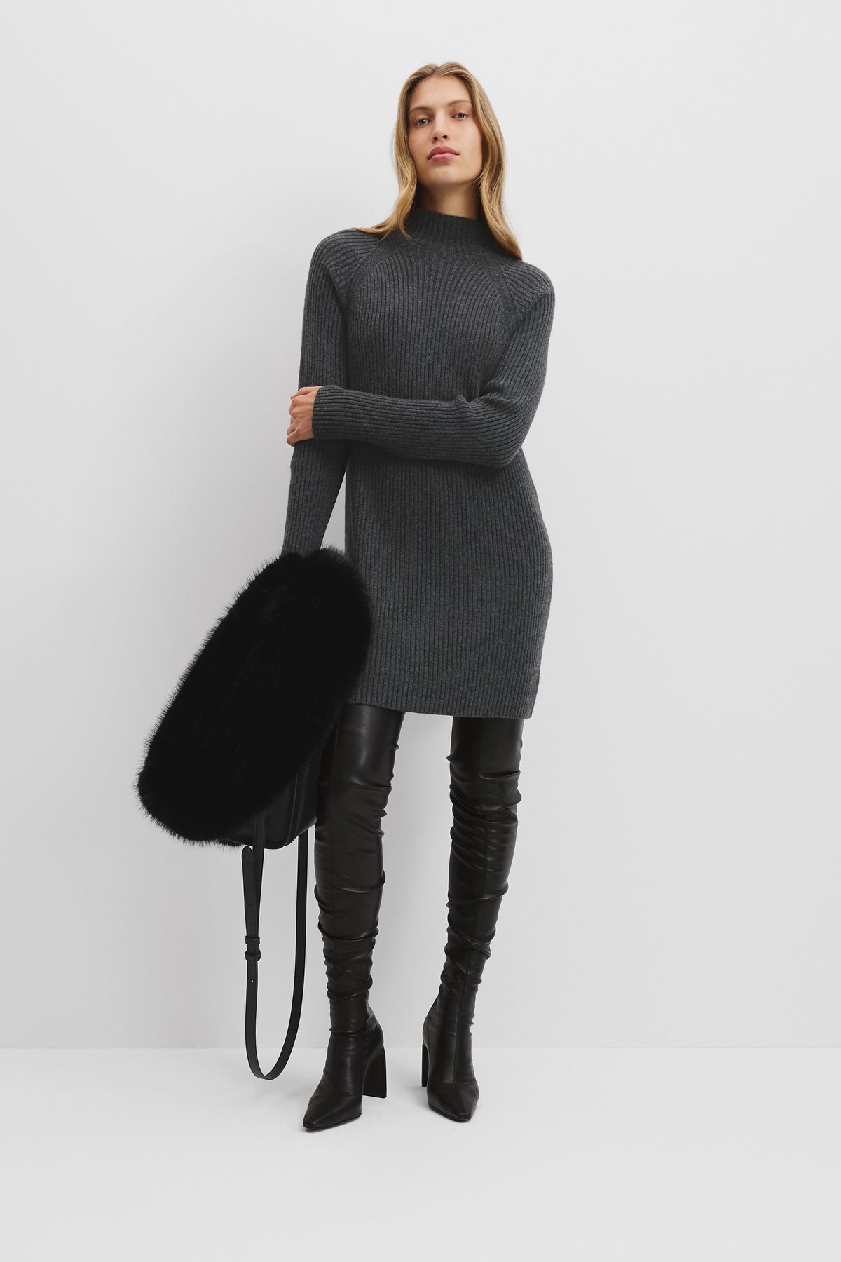 Organically Grown Cotton Blend Knit Mini Dress