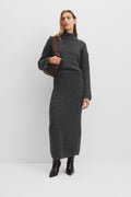 Melange Knit Midi Skirt