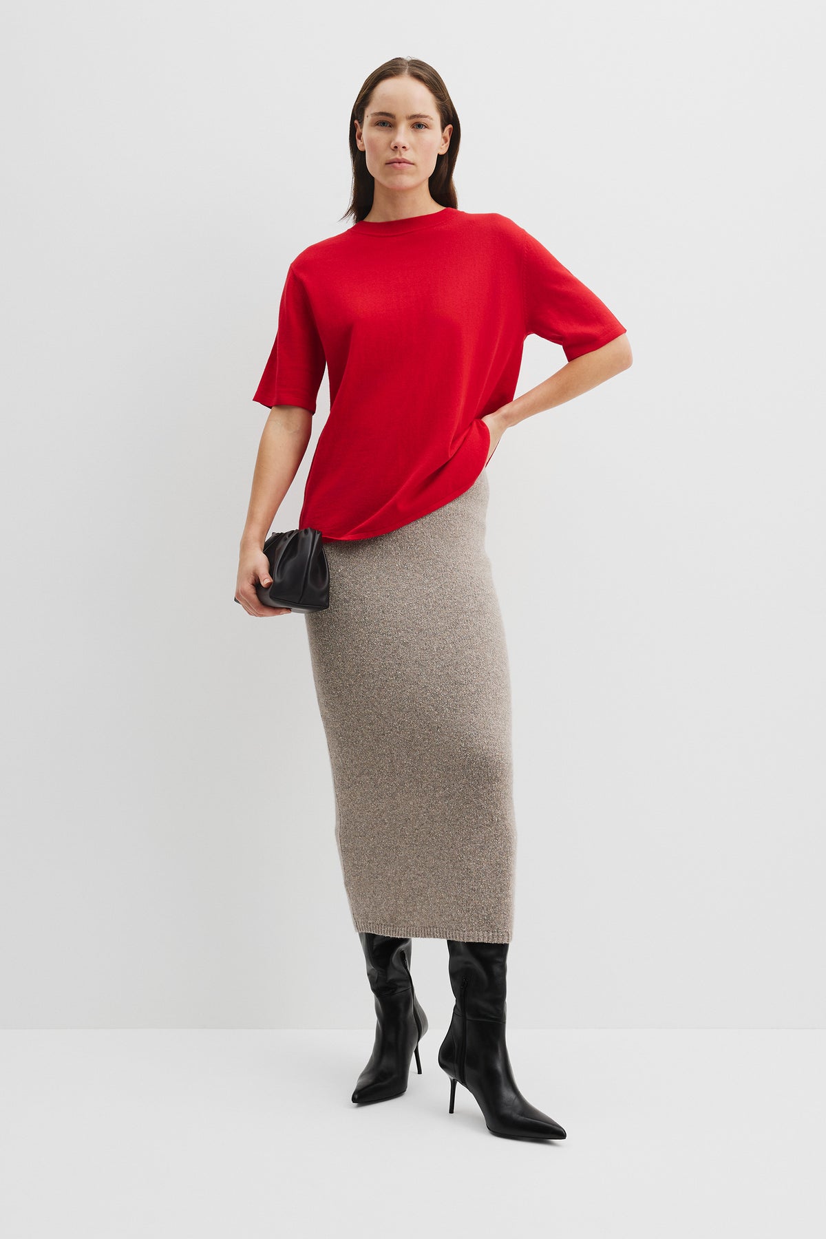 Organically Grown Cotton Cashmere Blend Knit T-Shirt