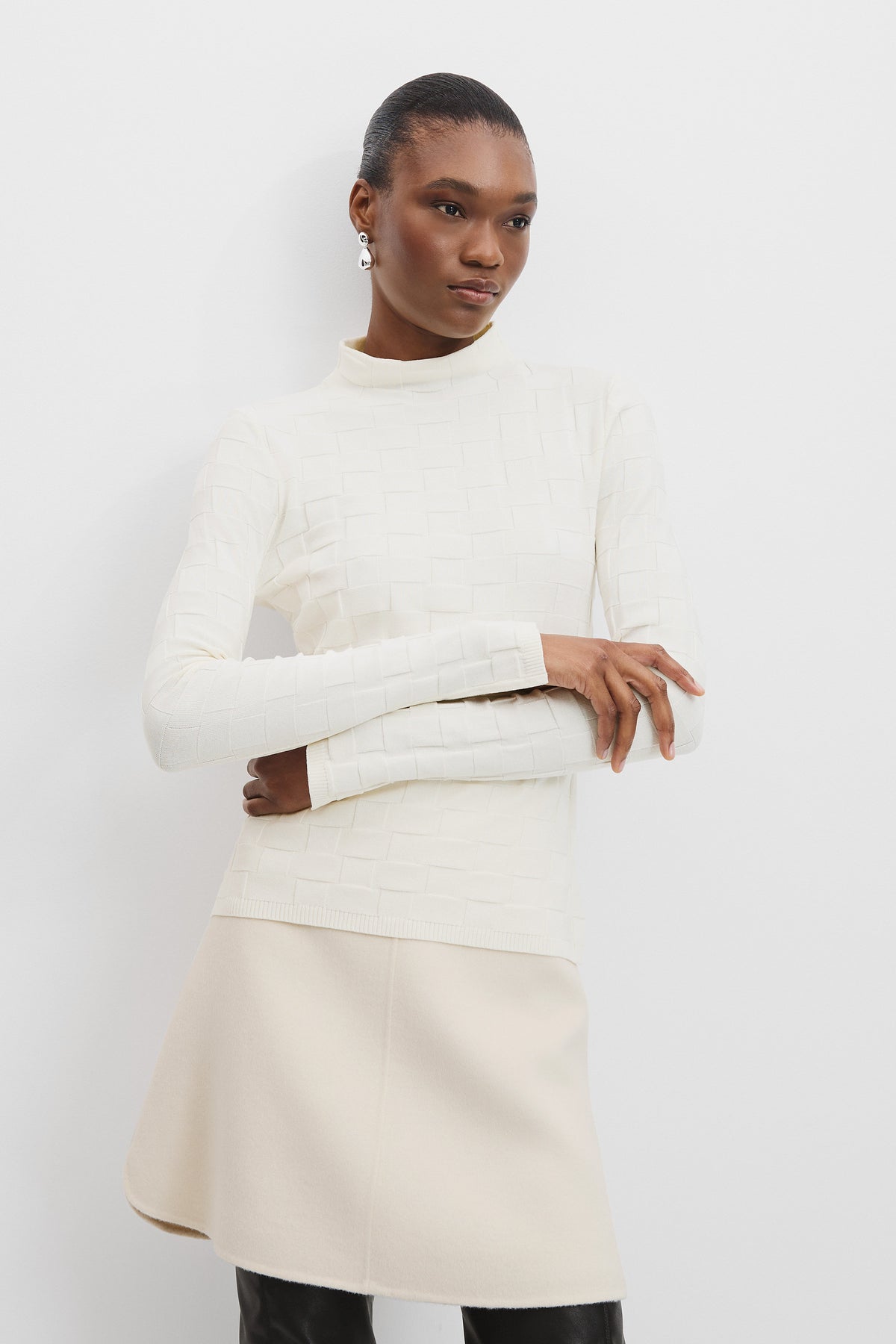 Basketweave Long Sleeve Knit