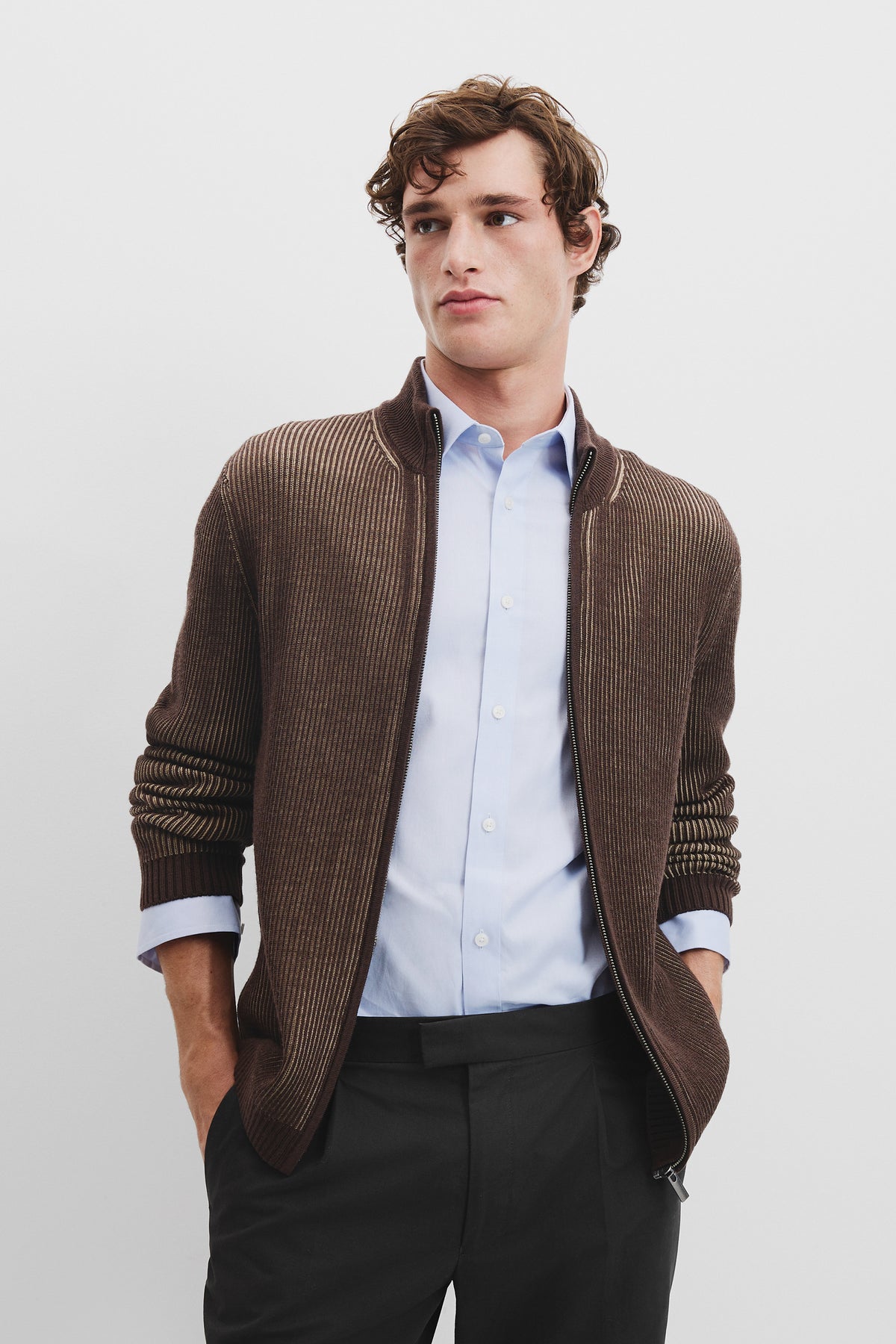 Wool Zip Through Cardigan
