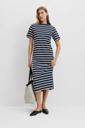 Cotton Stripe Midi T-Shirt Dress