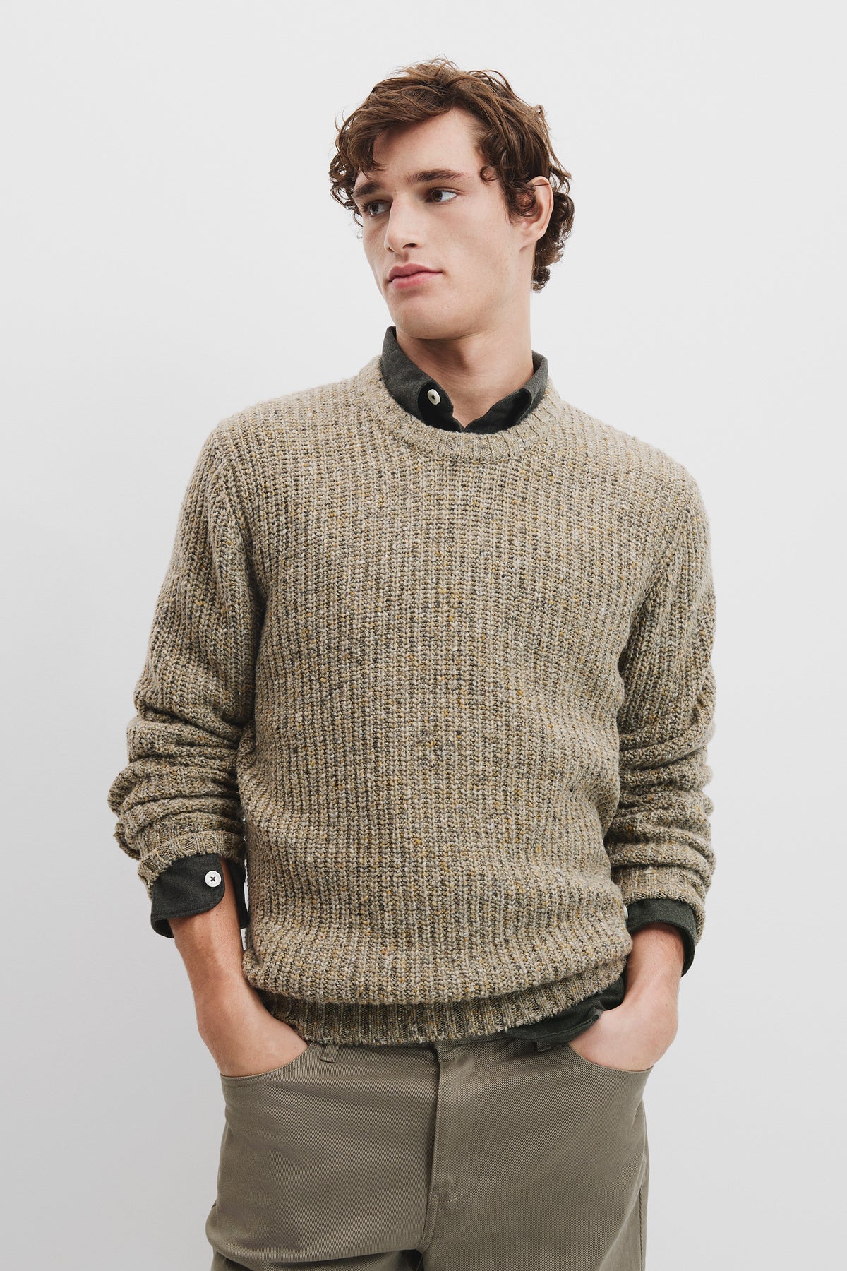 Merino Nep Crew Knit