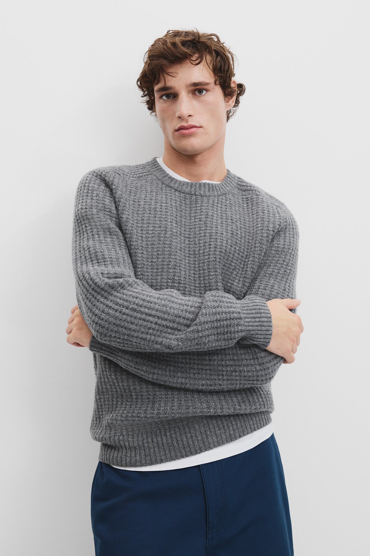 Textured Wool Crew Neck Knit