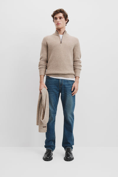 Textured Wool Half Zip Knit