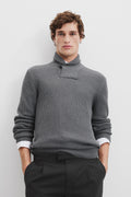 Cotton Wool Shawl Neck Knit