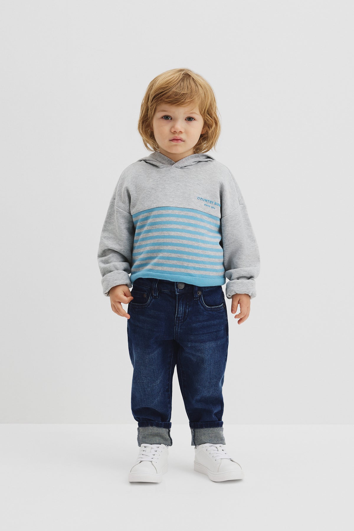 Cotton Hooded Block Stripe T-Shirt