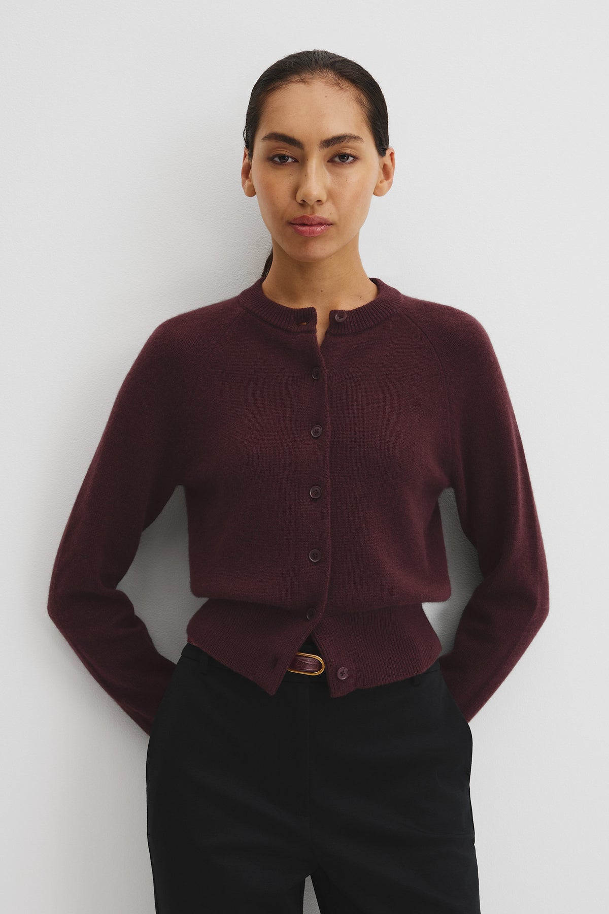 Cotton Cashmere Crew Neck Cardigan