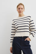 Cotton Blend Crop Crew Neck Knit
