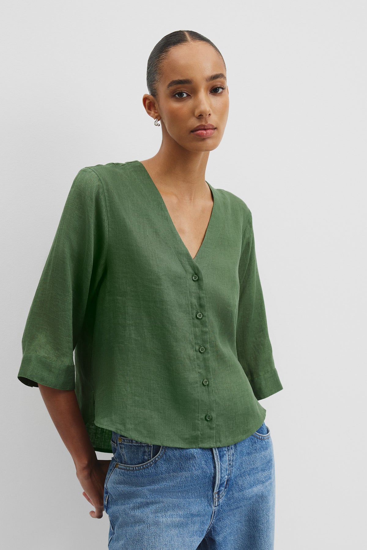 Linen 3/4 Sleeve Linen Shirt