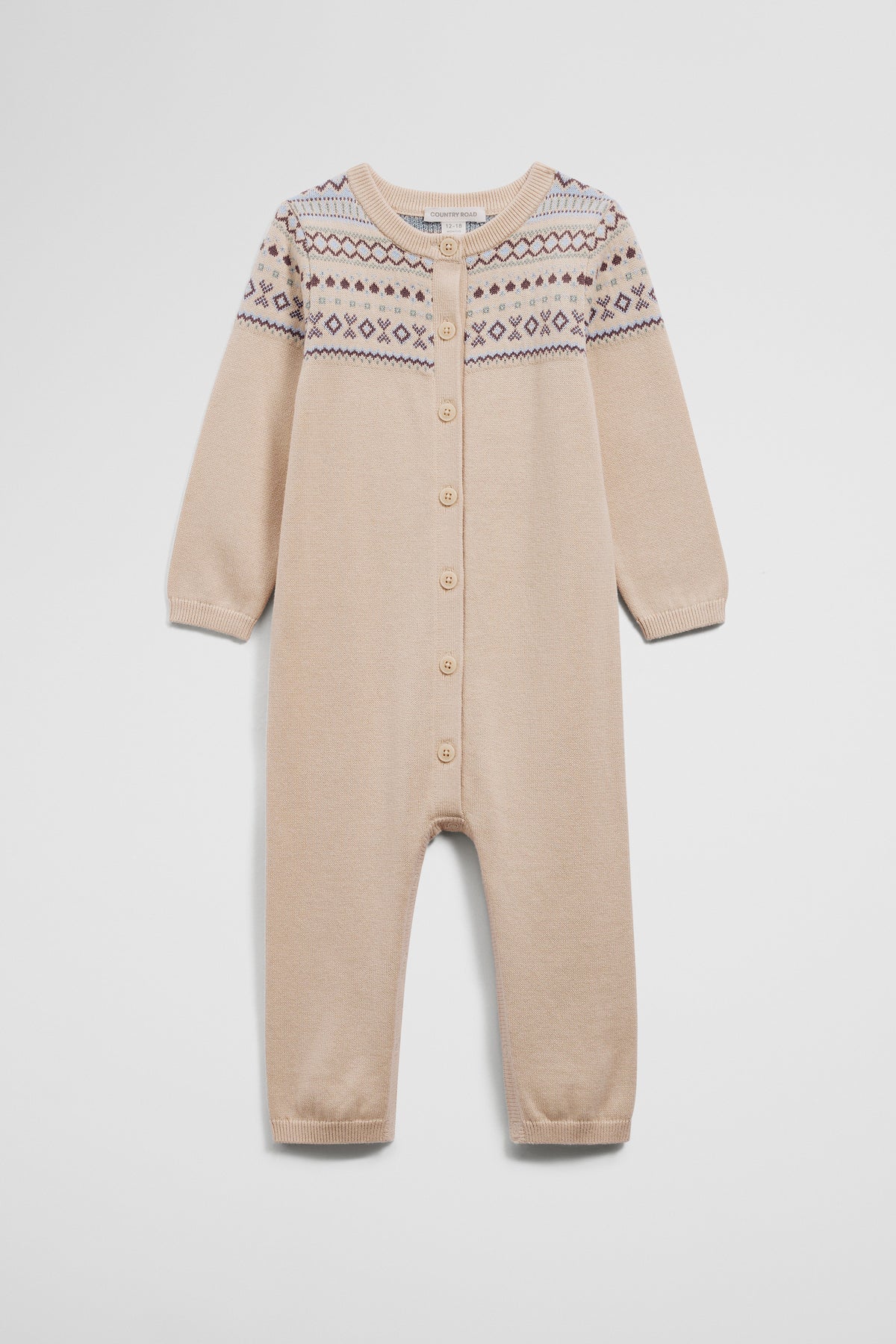 Cotton Fair Isle Knit Jumpsuit
