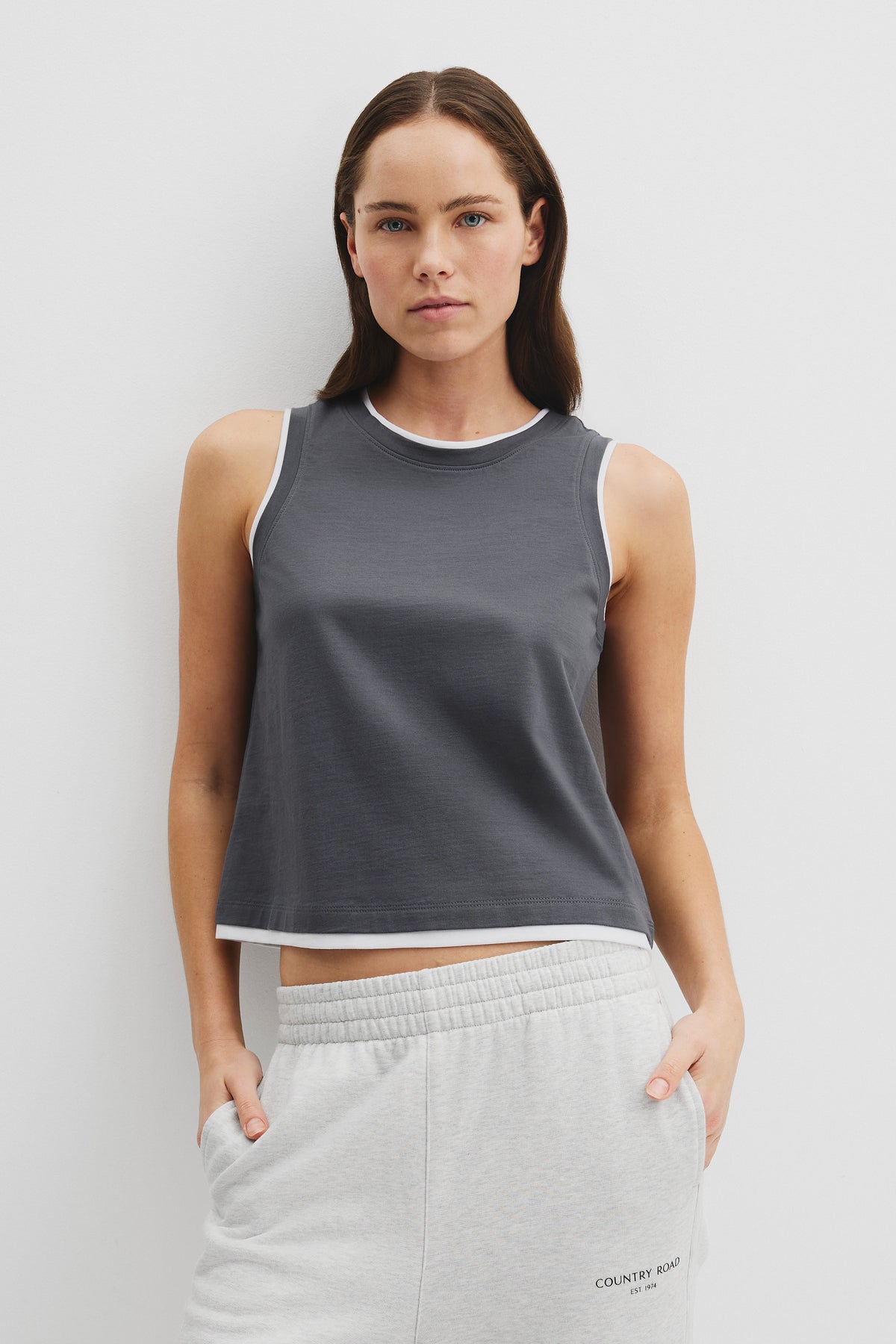 Cotton Contrast Detail Tank