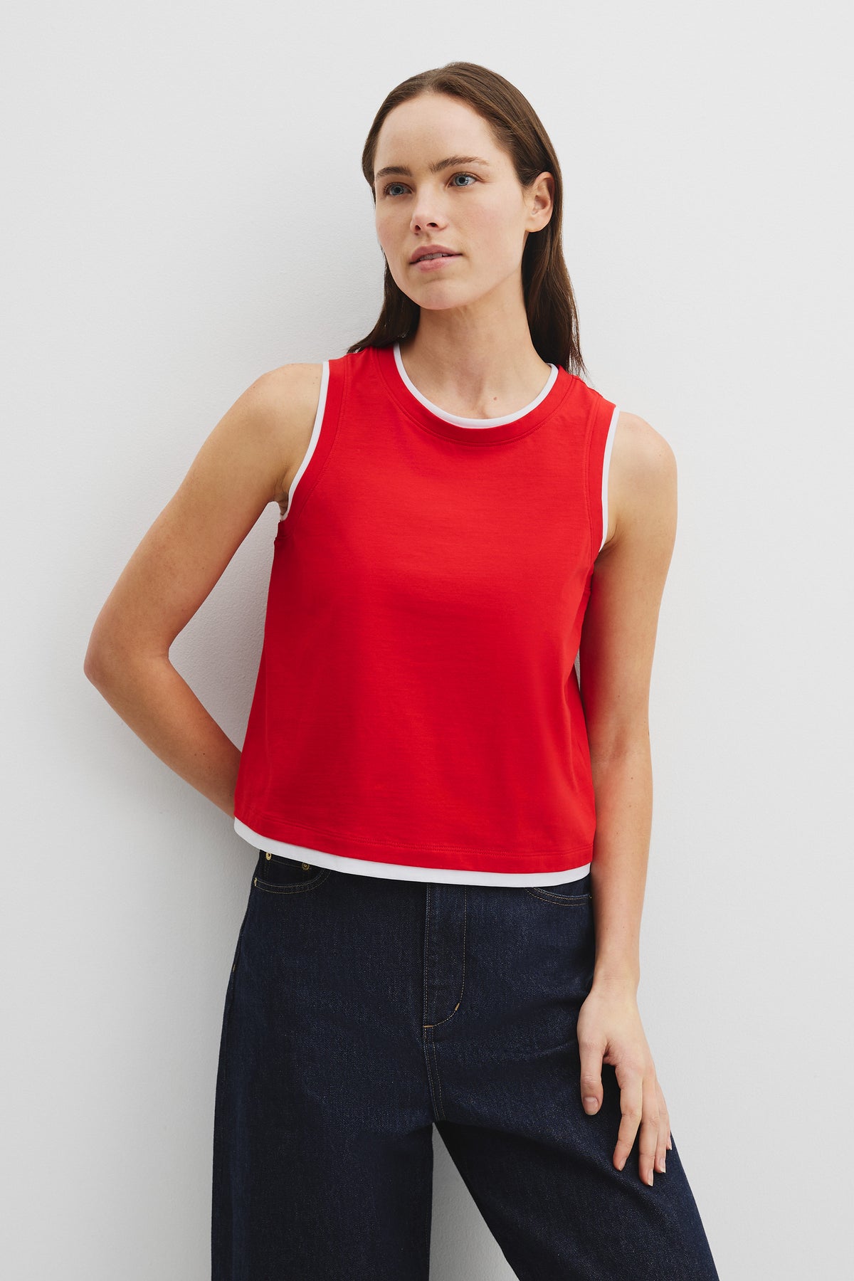 Cotton Contrast Detail Tank