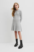 Teen Collared Long Sleeve Knit Dress