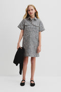 Teen Leopard Denim Mini Dress