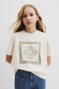 Teen Recycled Cotton Blend Scarf Print T-Shirt