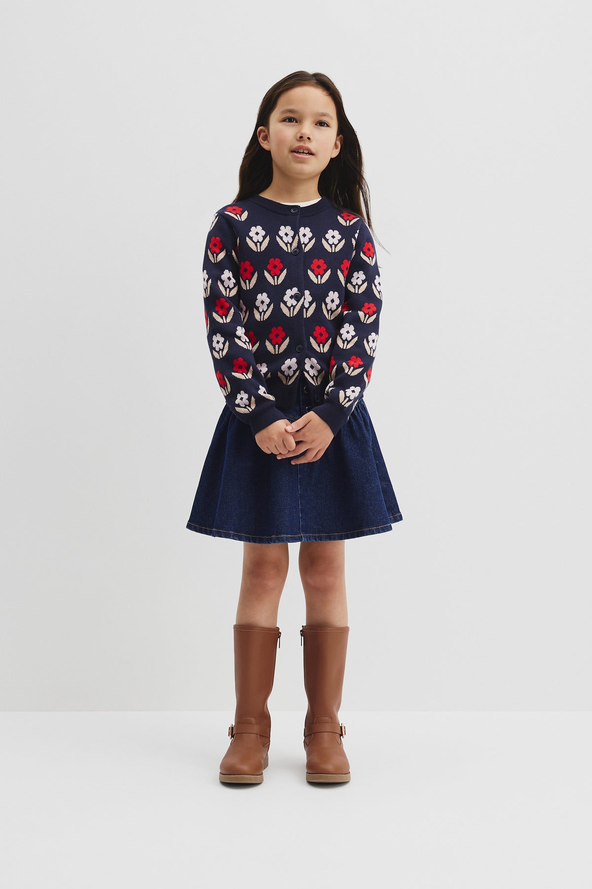 Organically Grown Cotton Jacquard Knit Cardigan