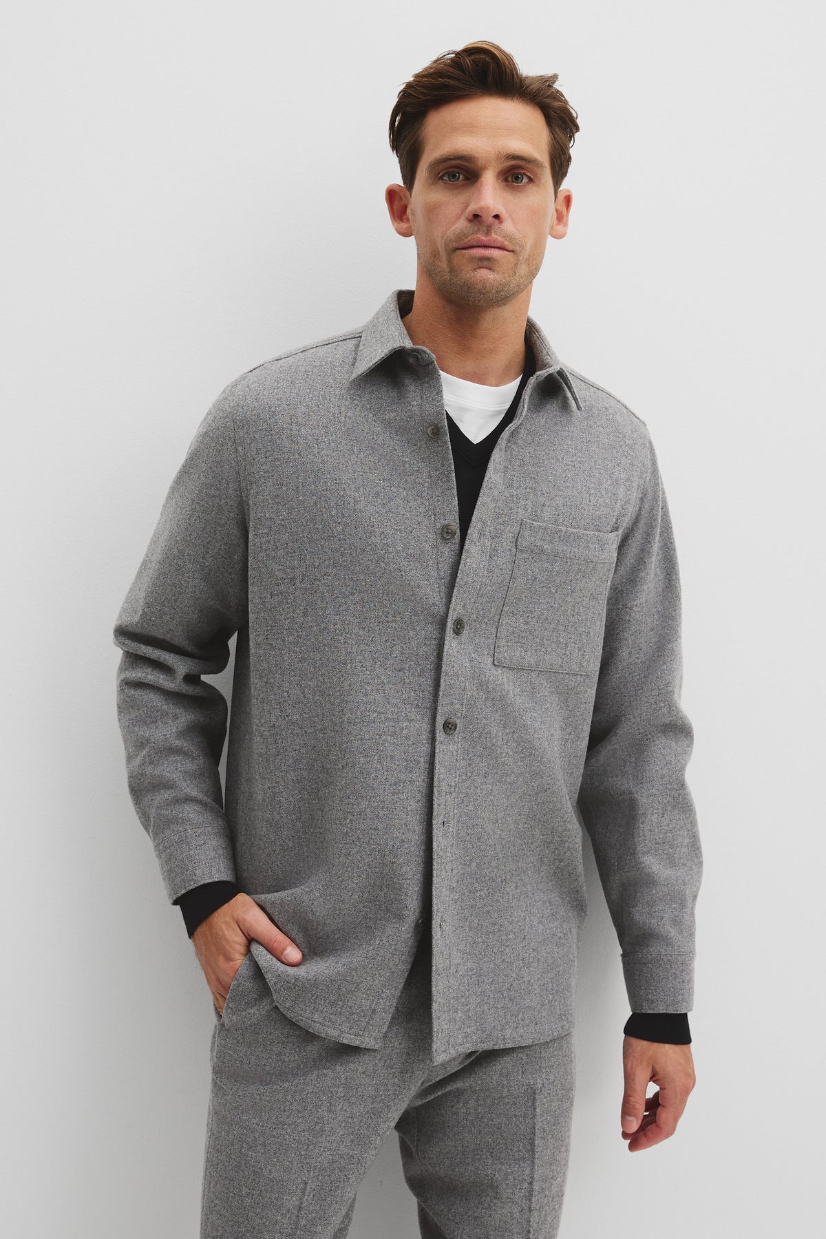 Wool Blend Button Shirt