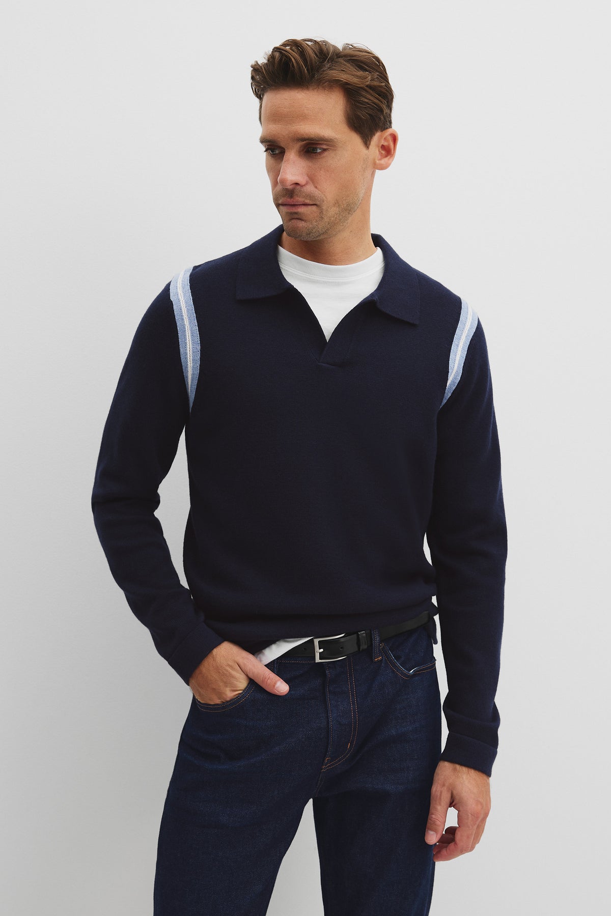 Cotton Wool Contrast Collar Polo