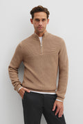 Cotton Wool Rib Half Zip Knit