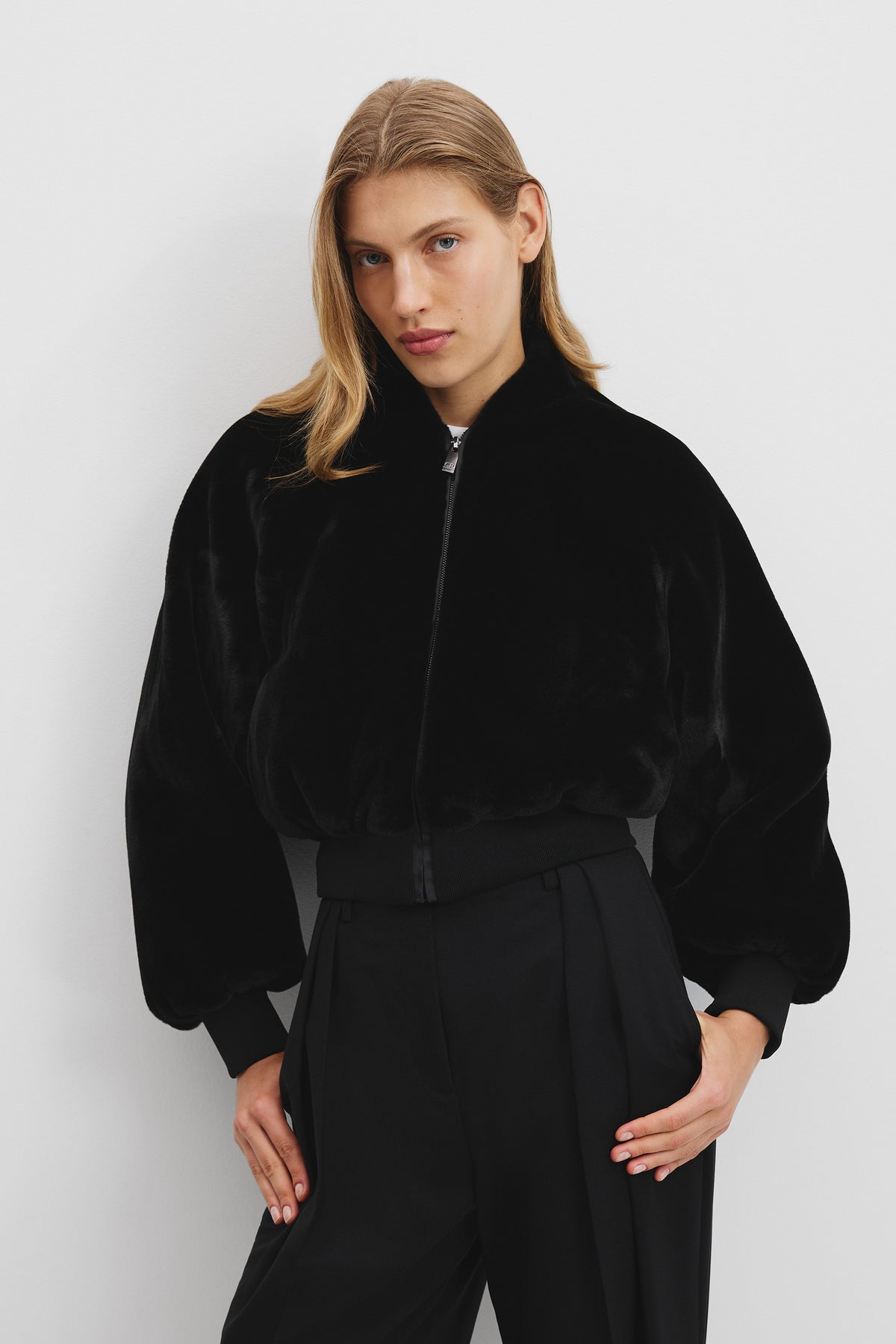 Polyester Fur Bomber Jacket