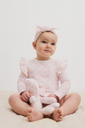 Cotton Frill Long Sleeve Logo Bodysuit