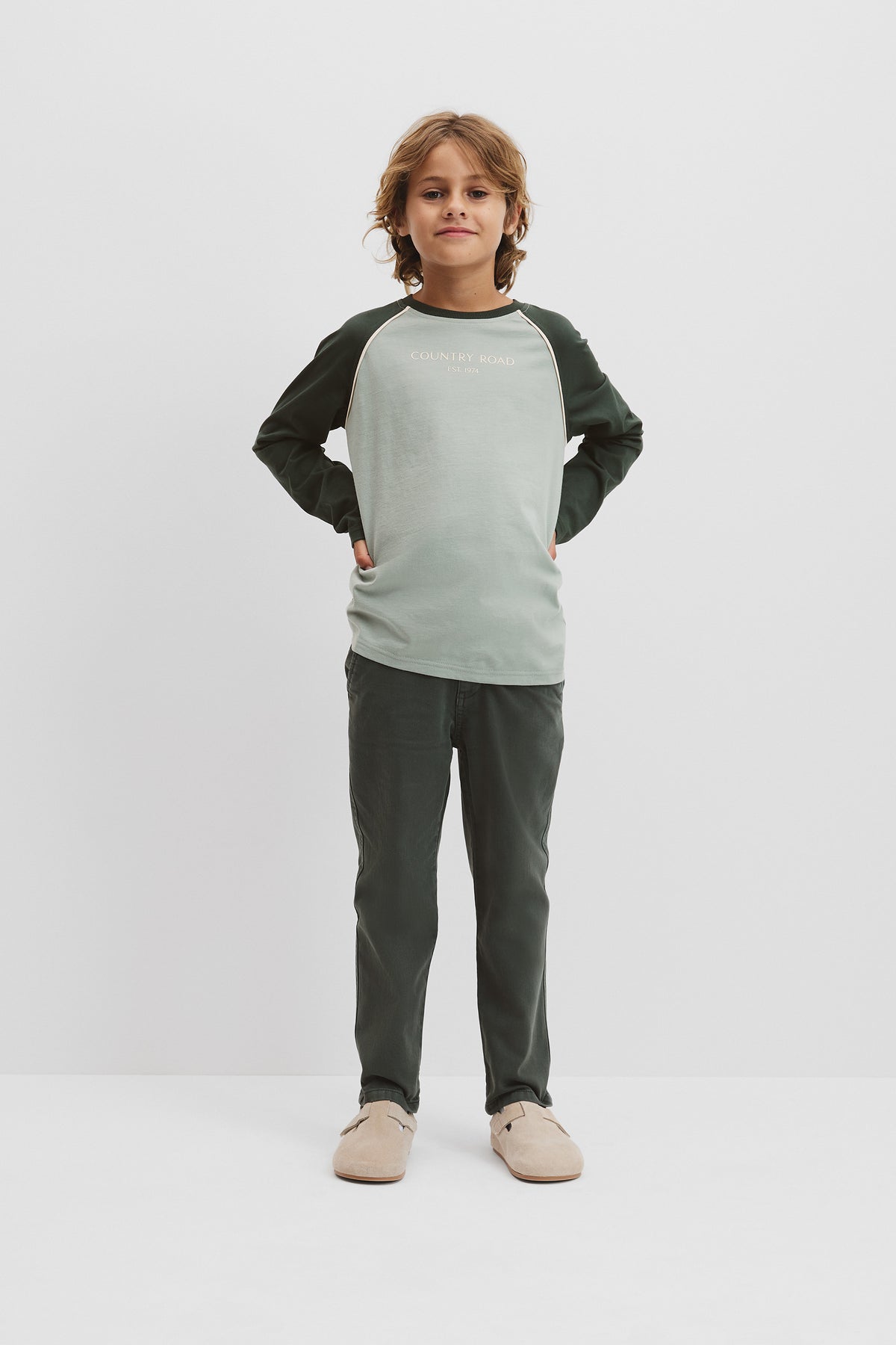 Cotton Contrast Long Sleeve Logo T-Shirt