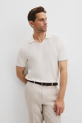 Cotton Textured V-Neck Neck Polo