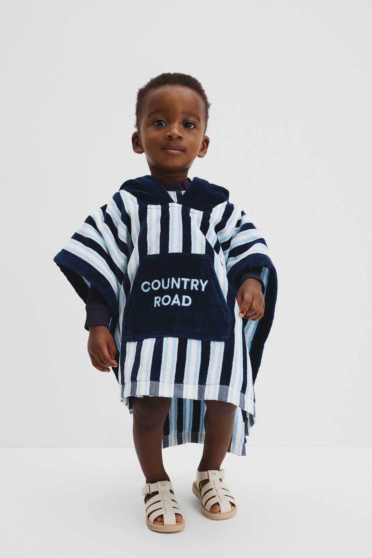 Cotton Stripe Logo Poncho