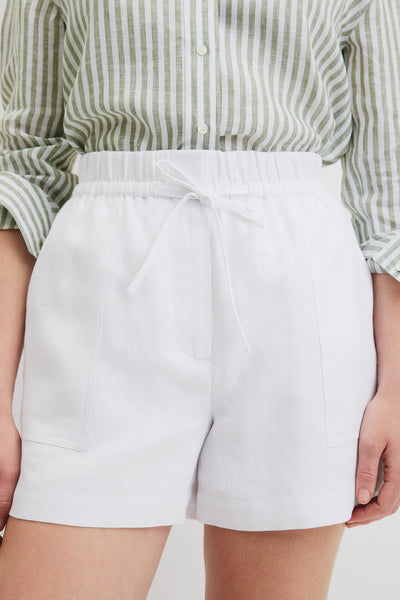 Organically Grown Linen Tie Detail Short