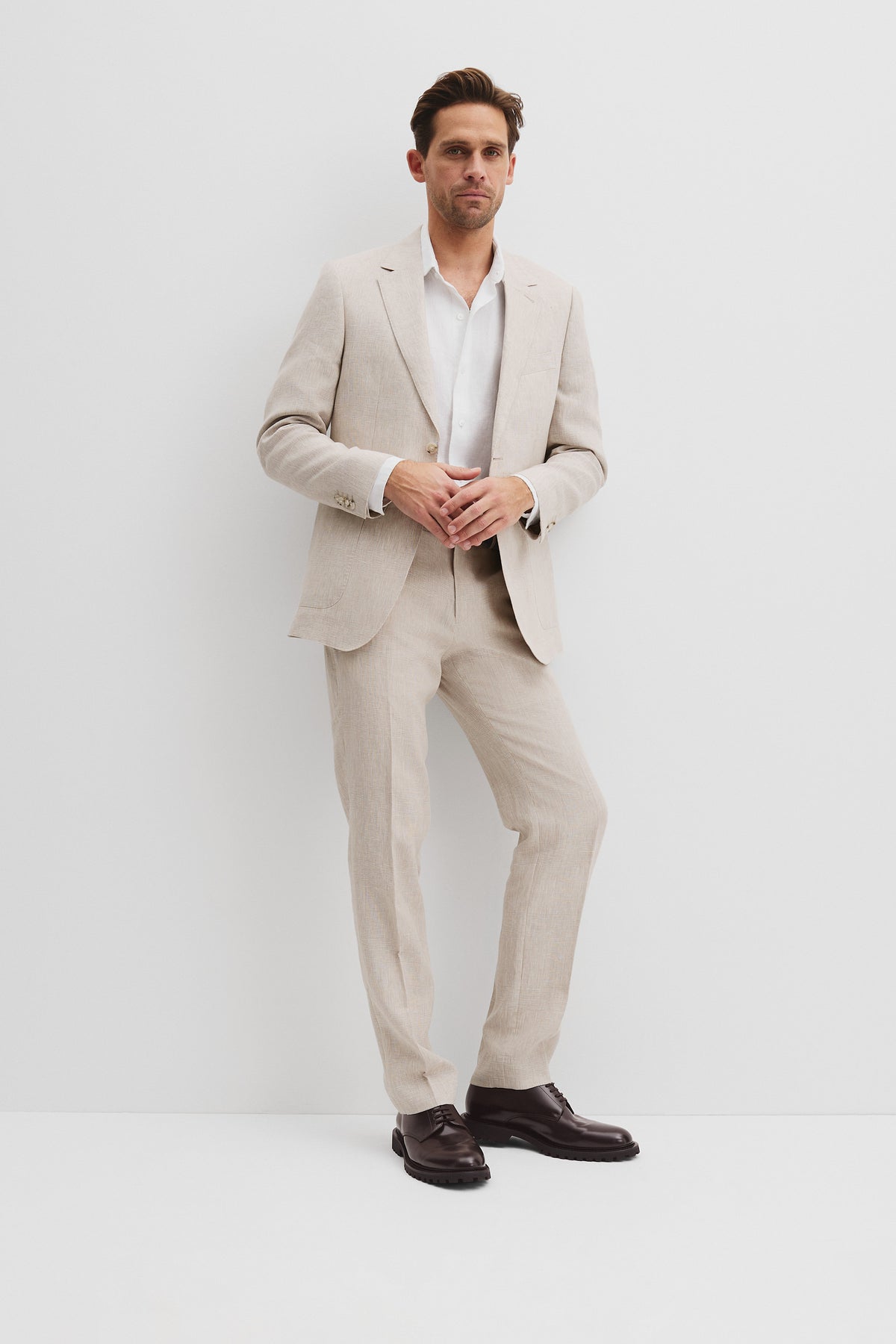 Regular Fit Linen Single Breasted Check Jacket