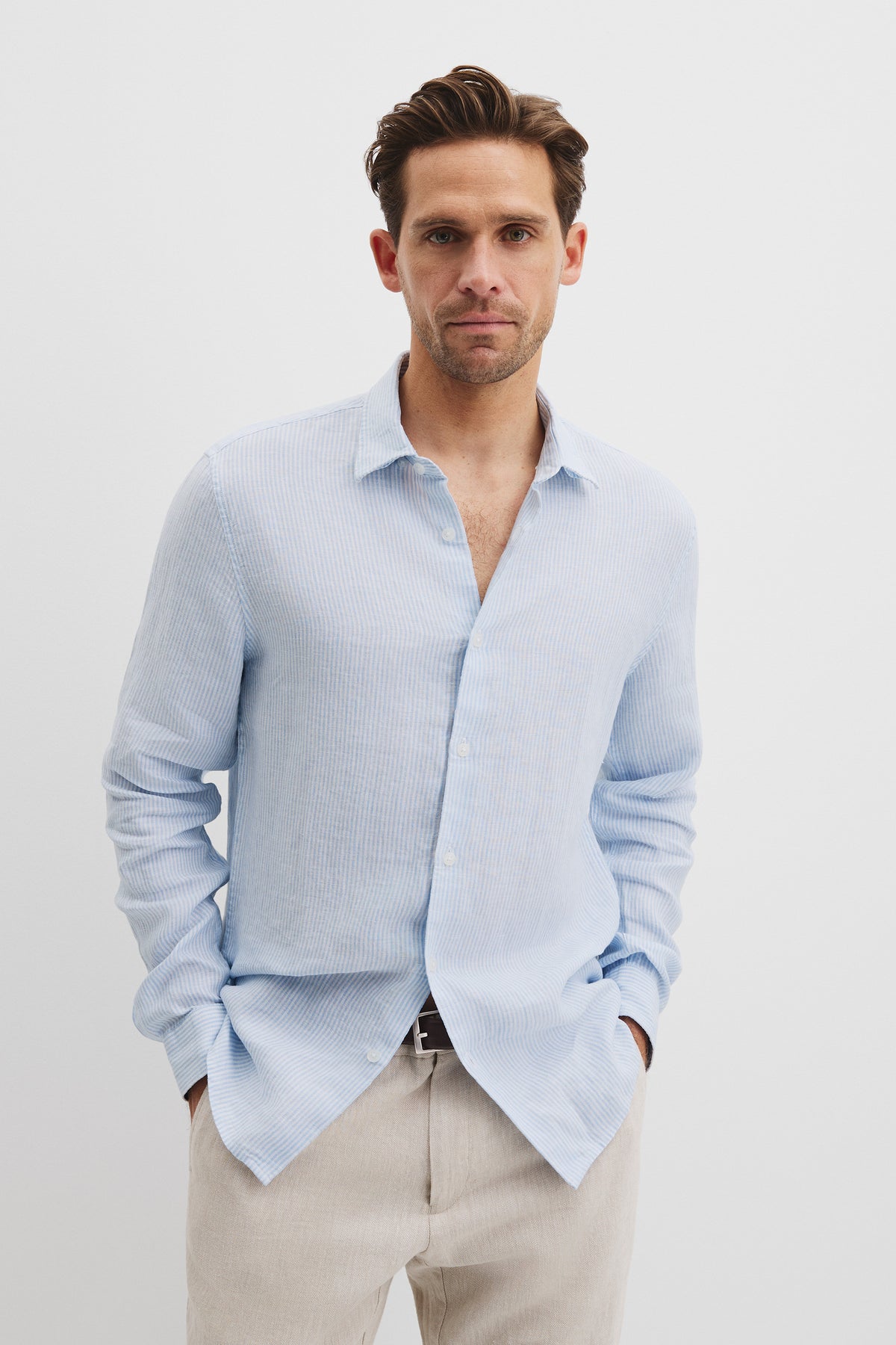 Regular Fit  Linen Stripe Shirt