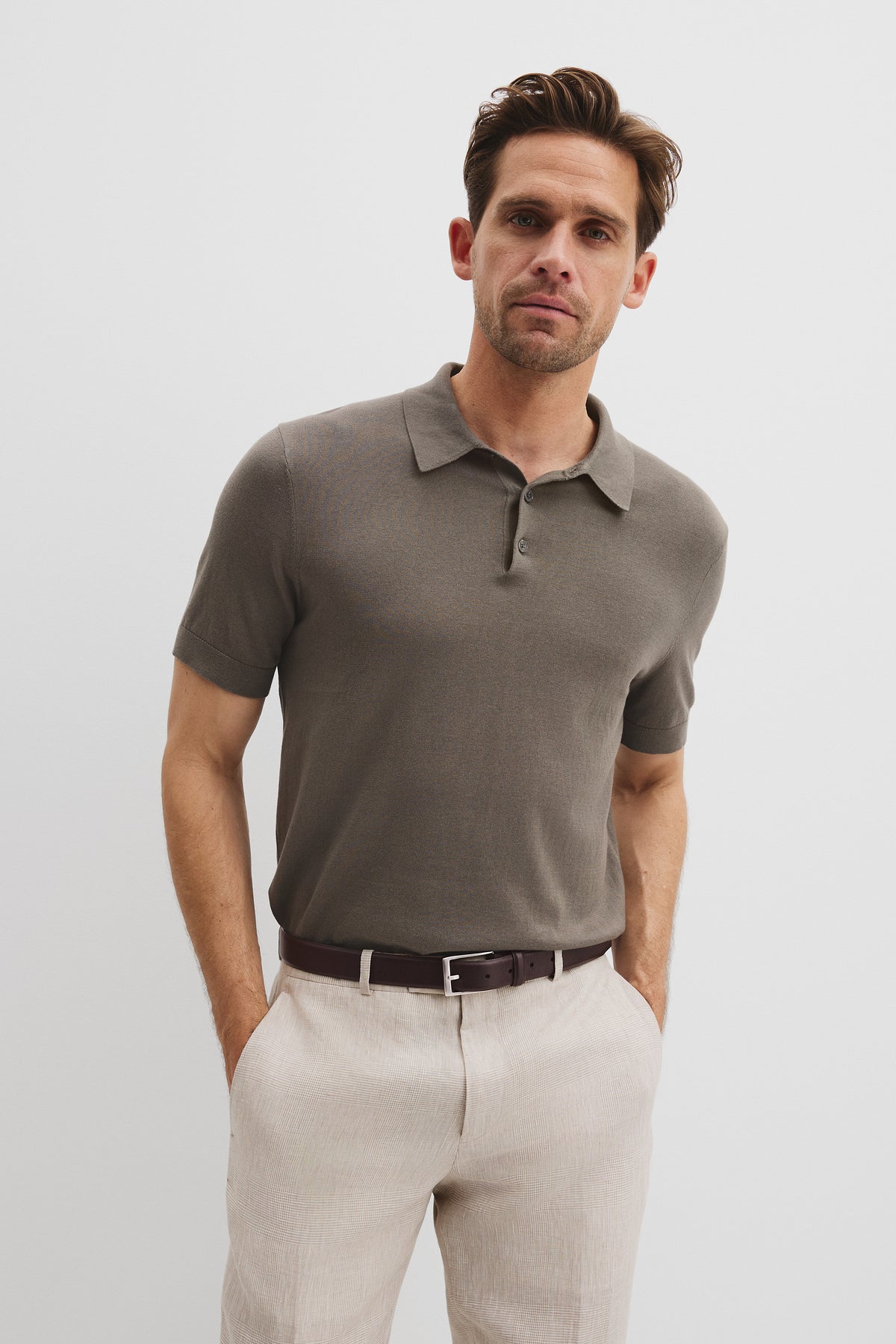 Australian Cotton Blend Silk Button Polo