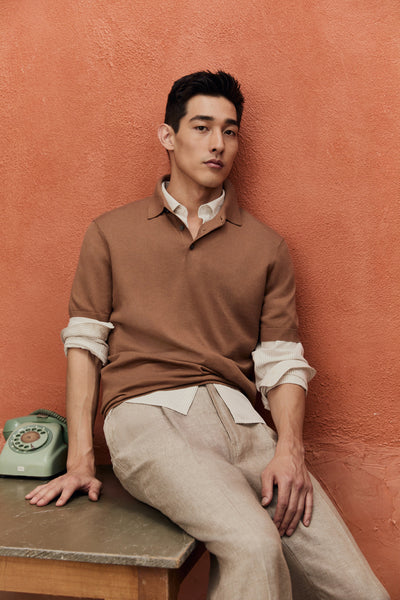 Australian Cotton Blend Silk Button Polo