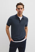 Cotton Blend Silk Textured Knit Polo