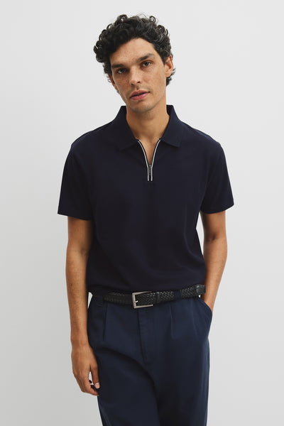 Mercerized Cotton Pique Zip Polo