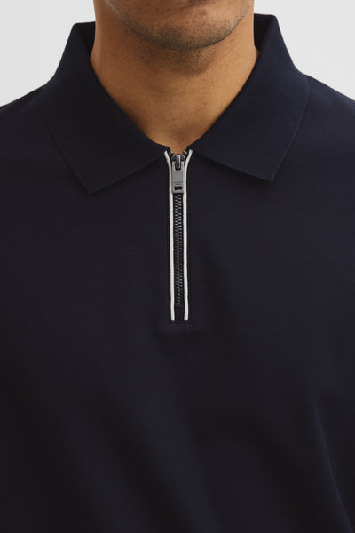 Mercerized Cotton Pique Zip Polo