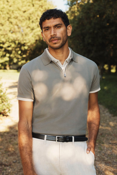 Mercerized Cotton Pique Zip Polo