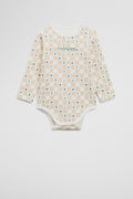 Cotton Long Sleeve Logo Printed Bodysuit