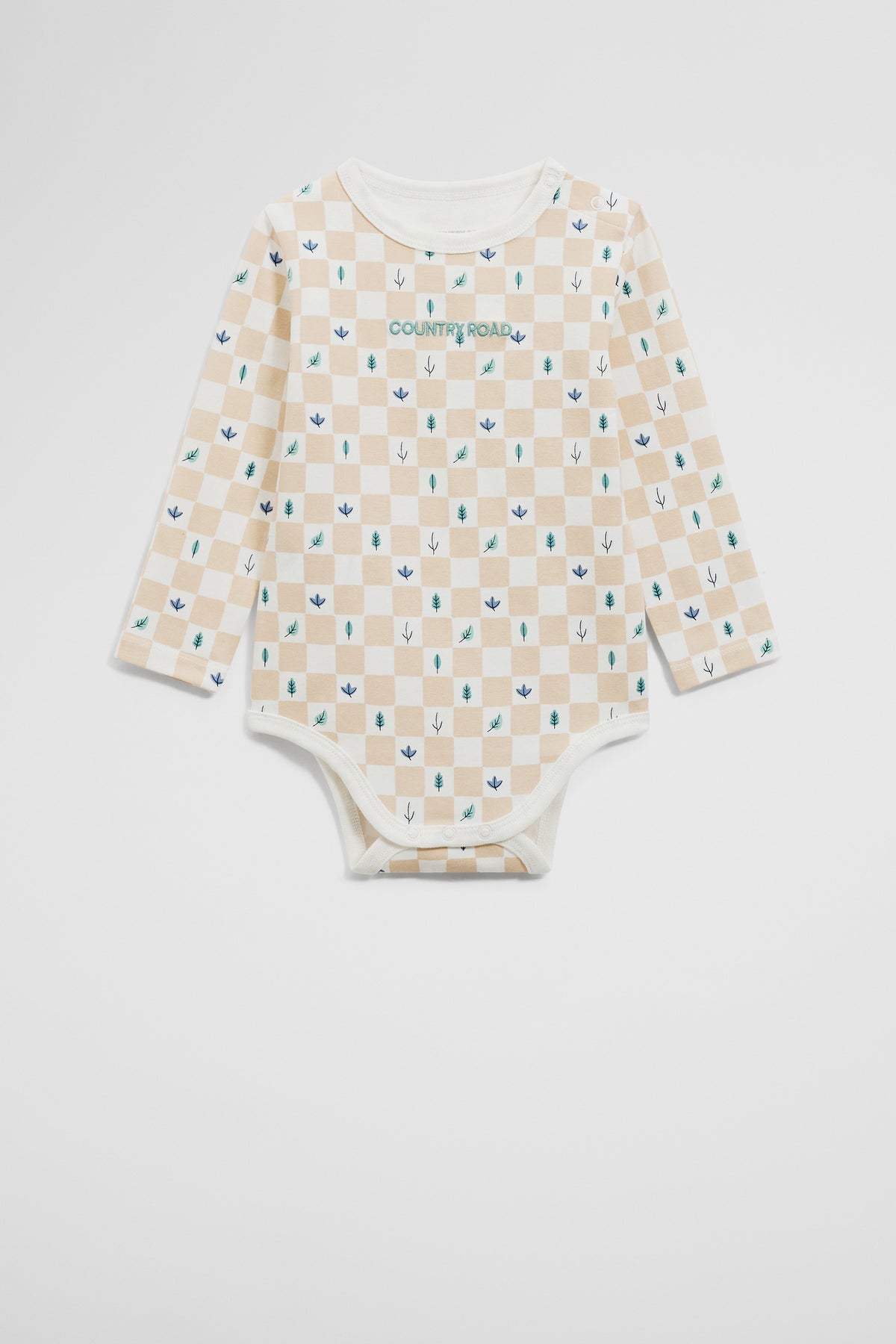 Cotton Long Sleeve Logo Printed Bodysuit
