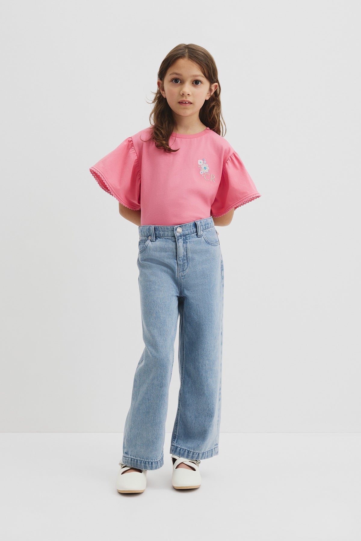 Cotton Relaxed Frill T-Shirt