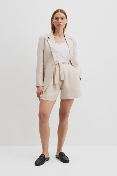Organically Grown Linen Tuck Front Short