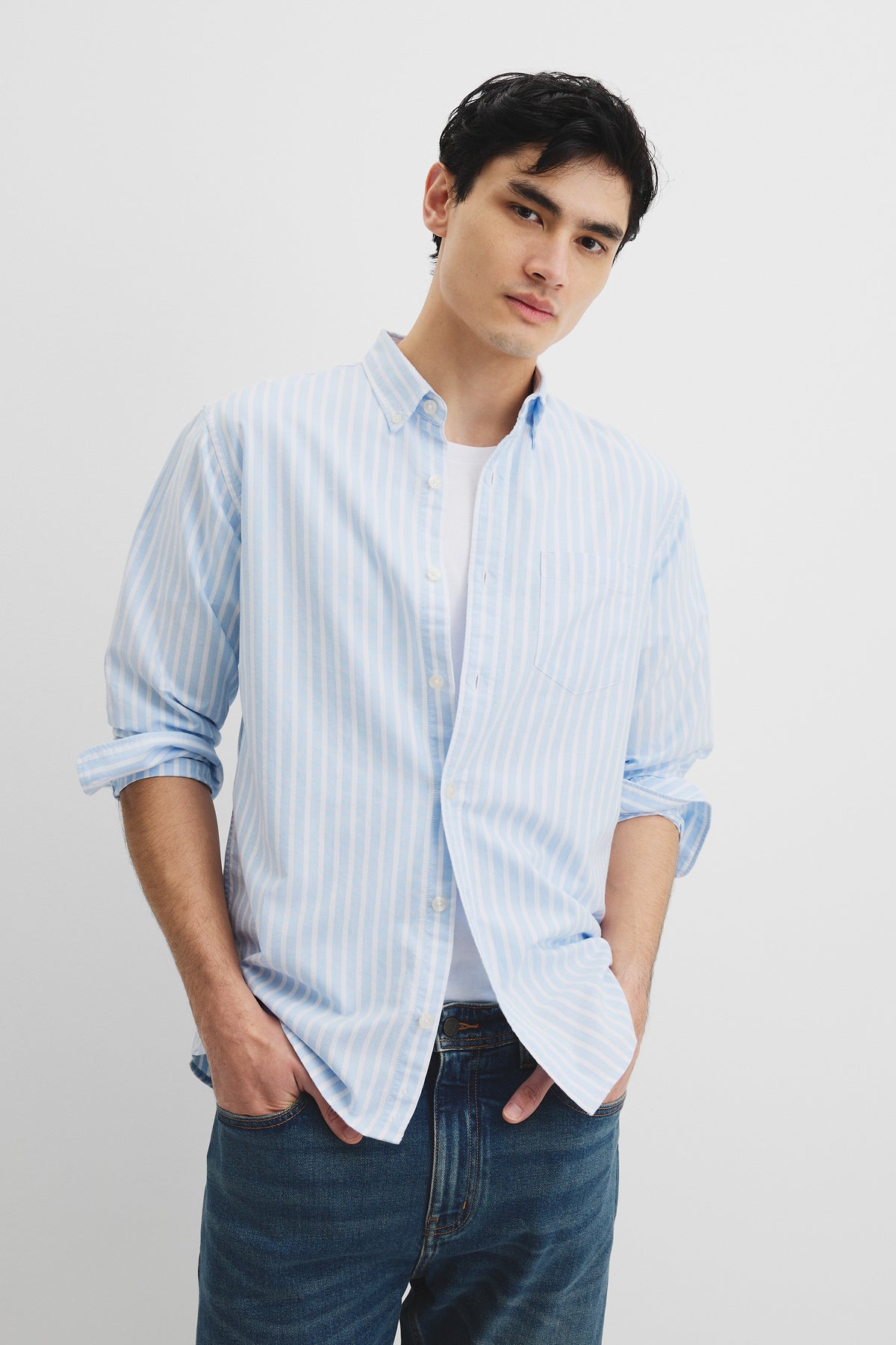 Long Sleeve Regular Fit Australian Stripe Oxford Shirt