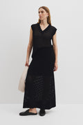 Cotton Linen Open Mesh Knit Skirt