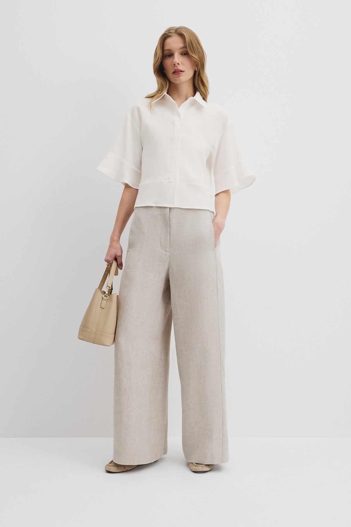 Linen Ruffle Detail Top