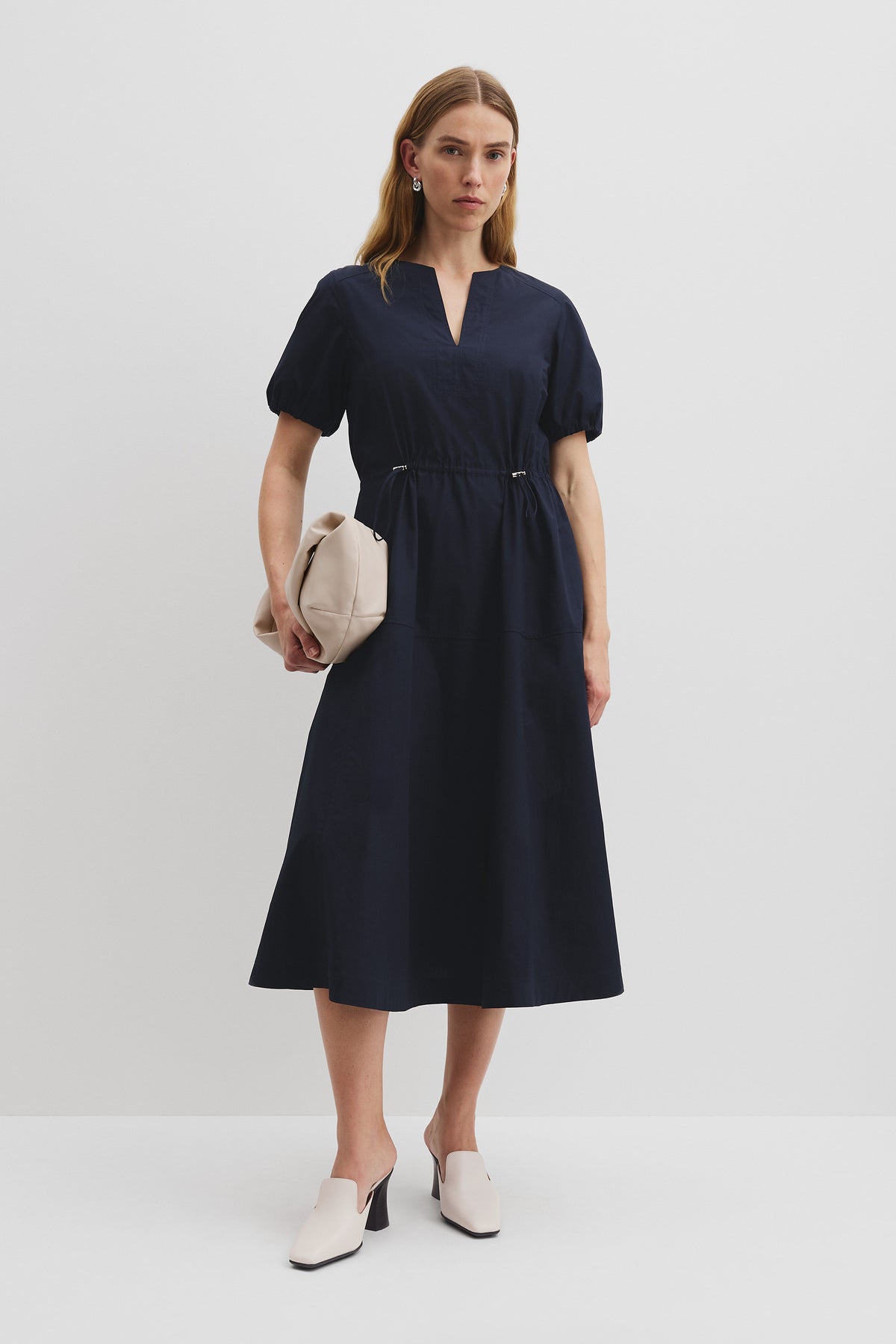Drawcord Midi Dress