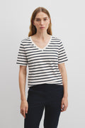 Australian Cotton Stripe Short Sleeve V-Neck Neck T-Shirt