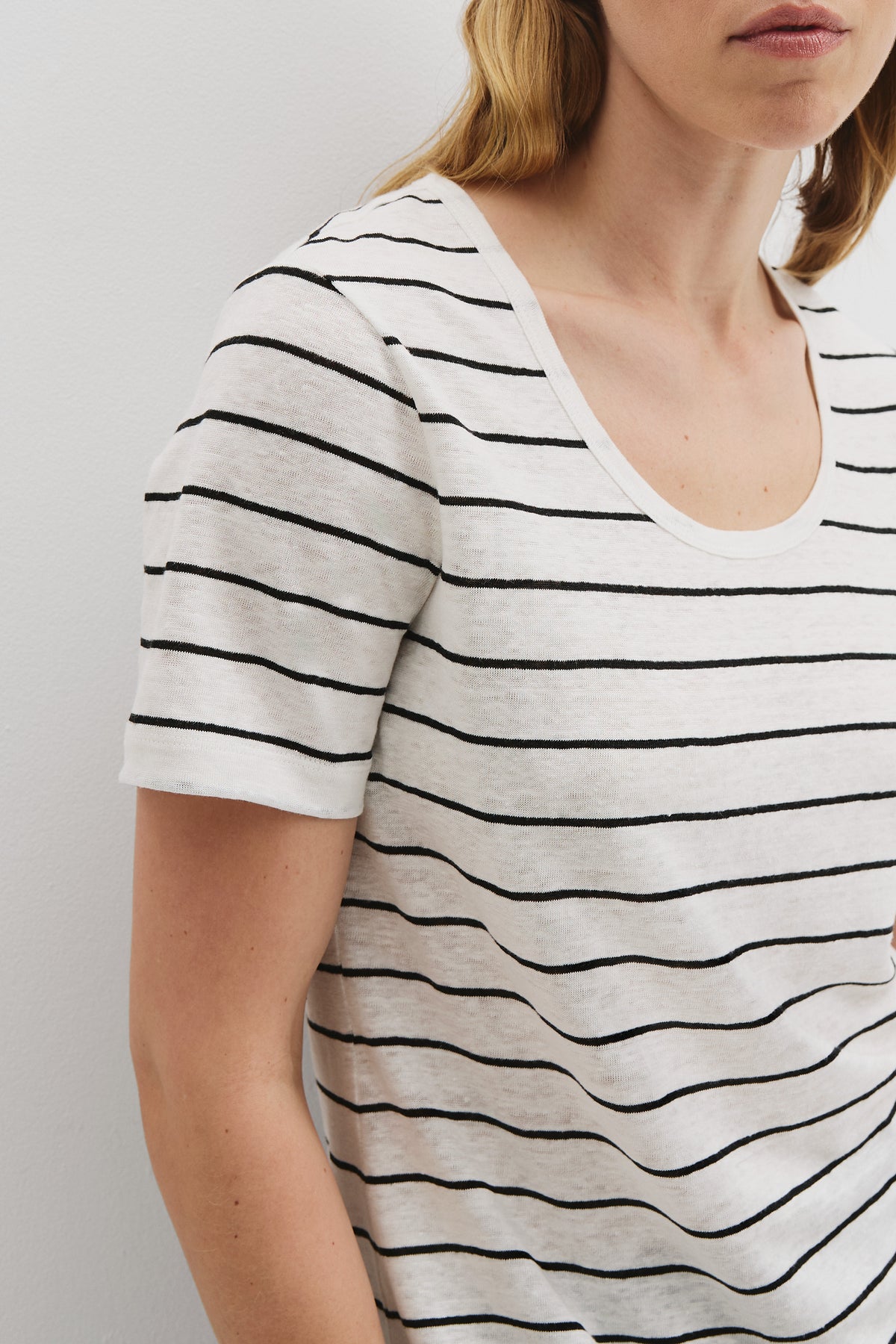 Organically Grown Linen Stripe Scoop Neck T-Shirt